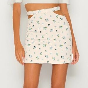 WeWoreWhat Cream Floral Mini Skirt